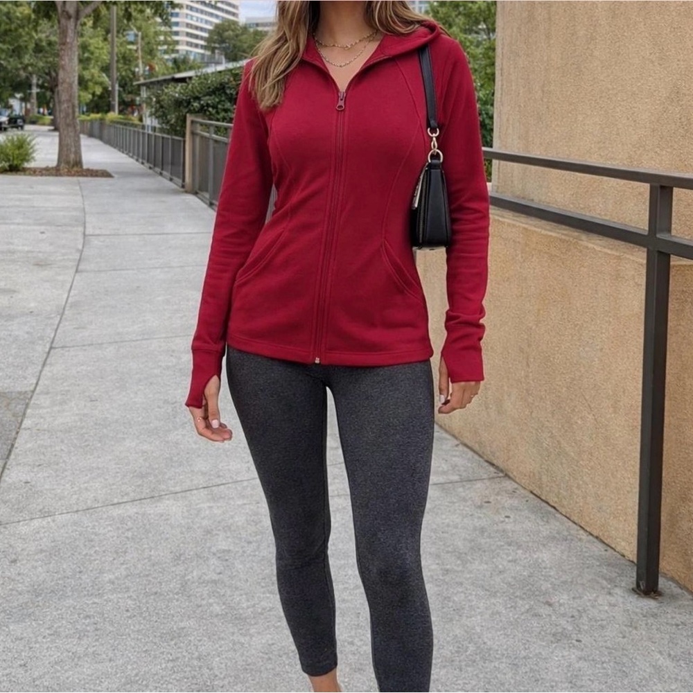 Zella Burgundy Zip-Up Hoodie Size XS